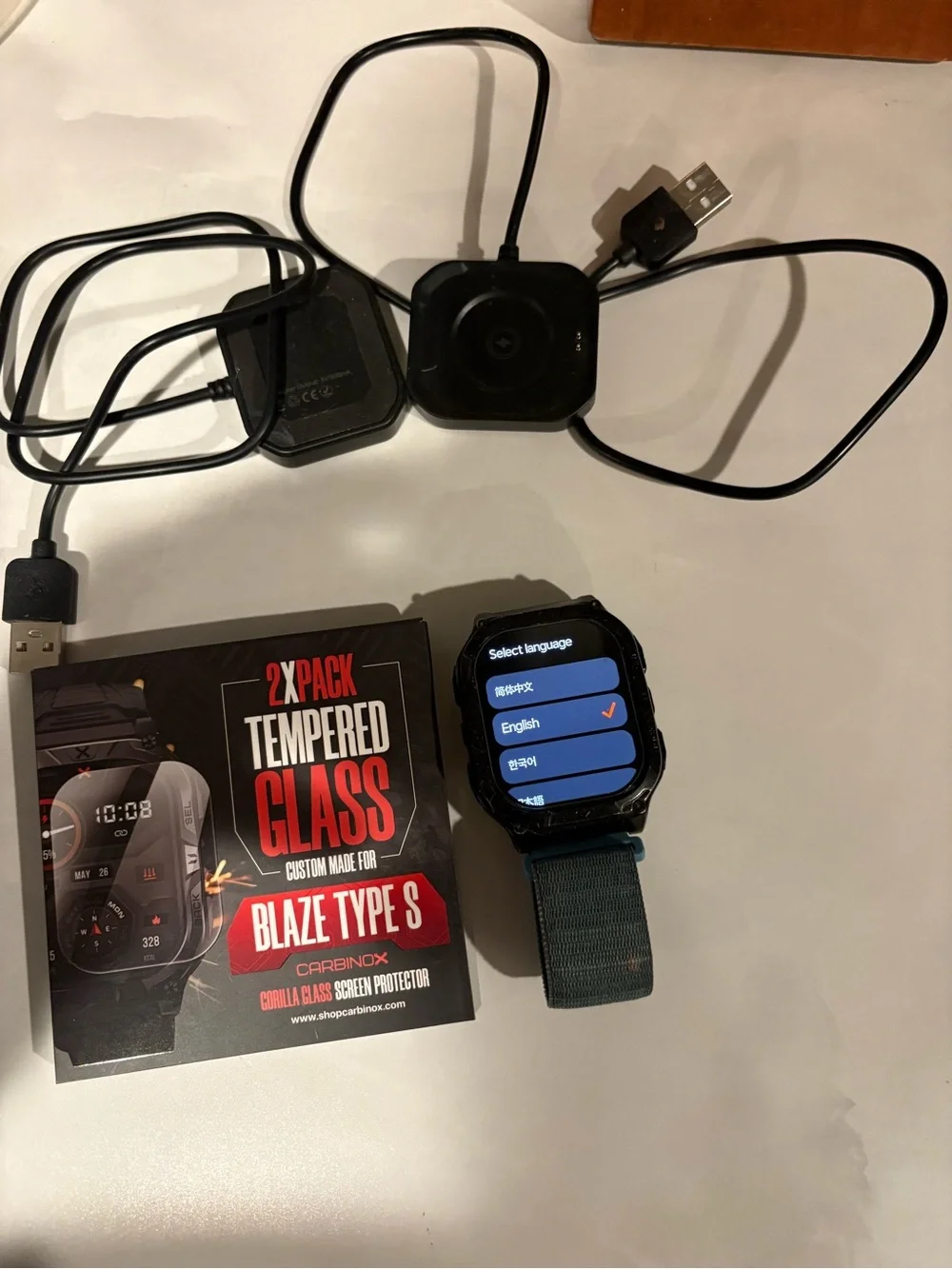 Smartwatch — Black Case with blue Strap